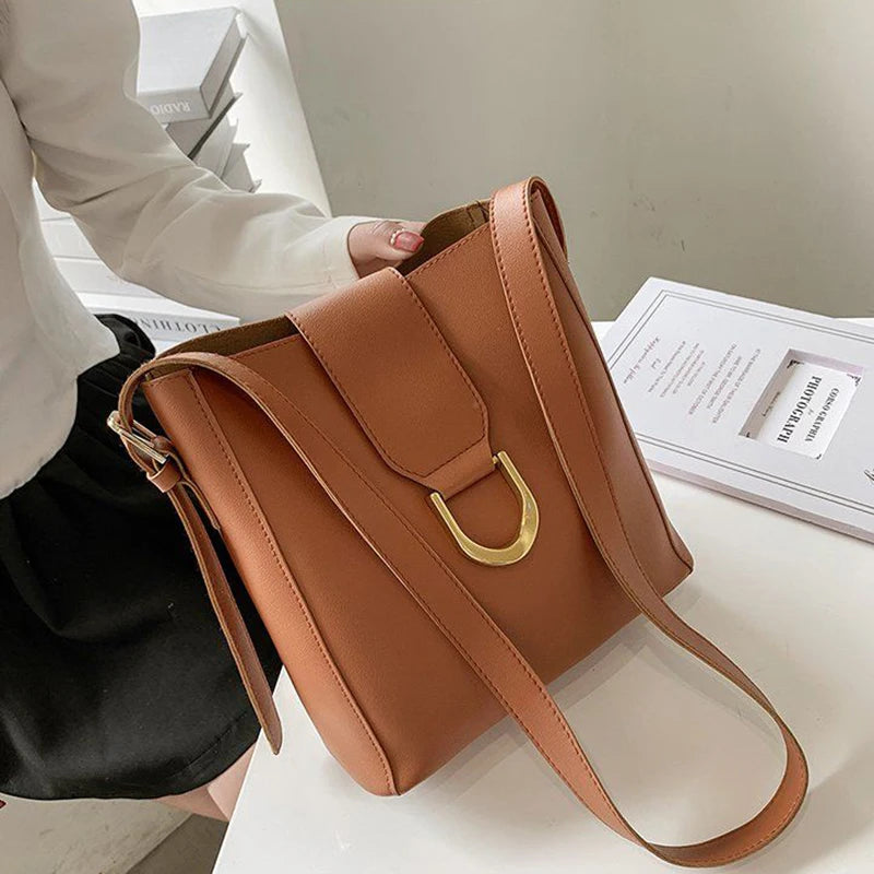 Large Capacity Shoulder Bag Women Cross-body Bucket Composite Handbag