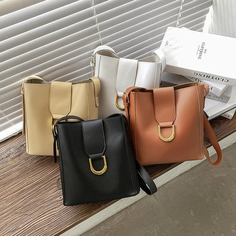 Large Capacity Shoulder Bag Women Cross-body Bucket Composite Handbag