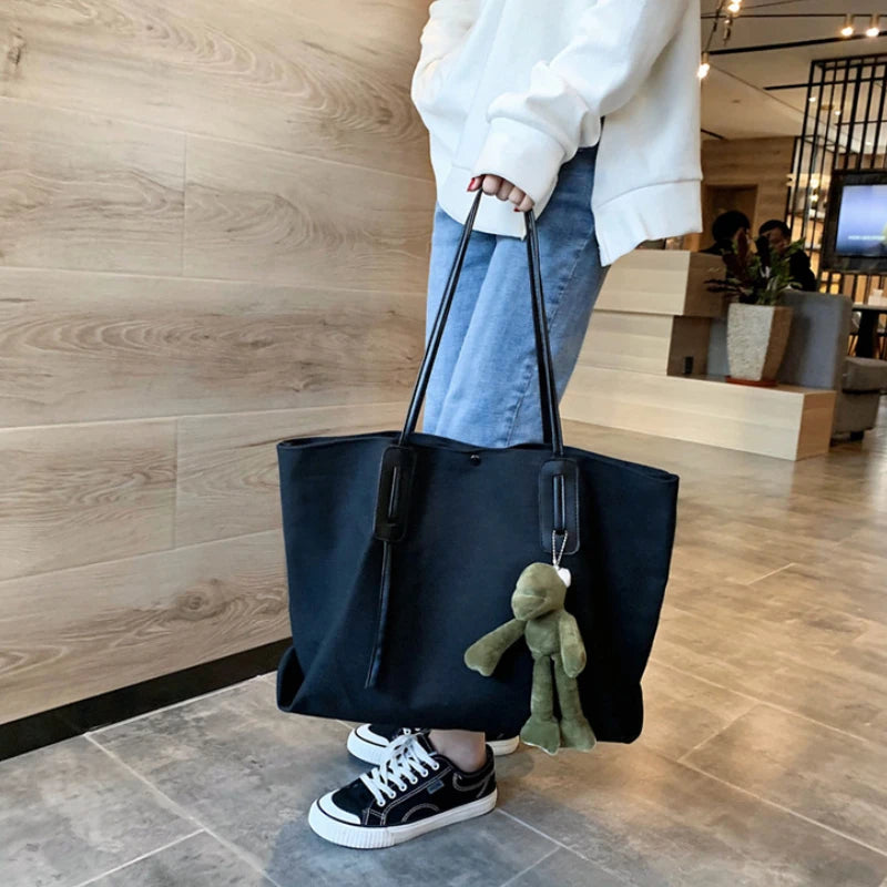 Canvas Shoulder Bag Large Capacity Casual Tote Handbag