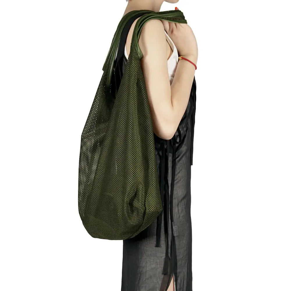 Large Capacity Mesh Shoulder Bag Women Portable Organizer Tote