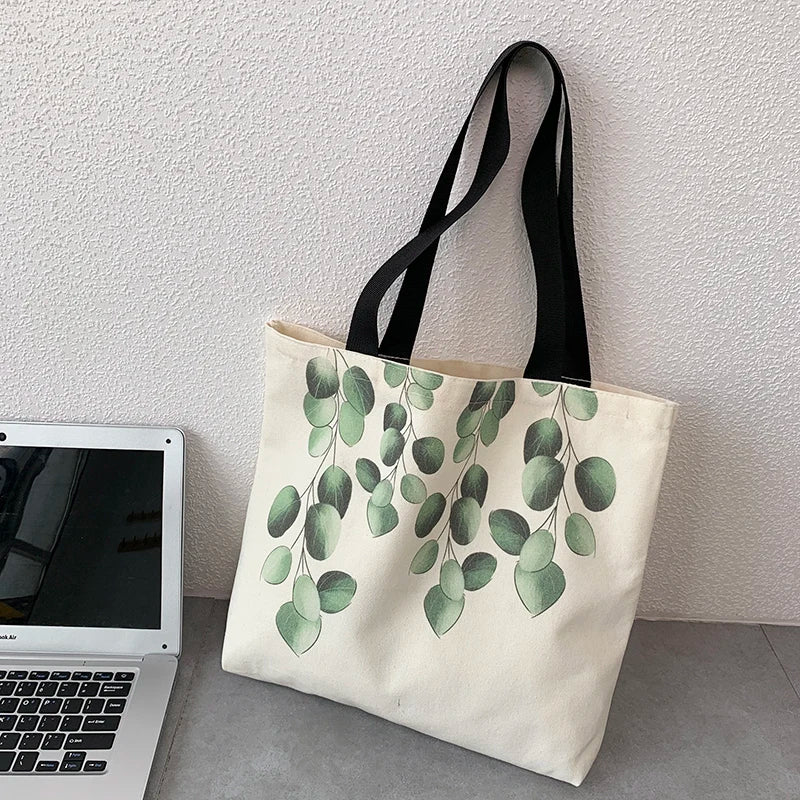 Women Shoulder Bag Leaves Print Harajuku Big Totes
