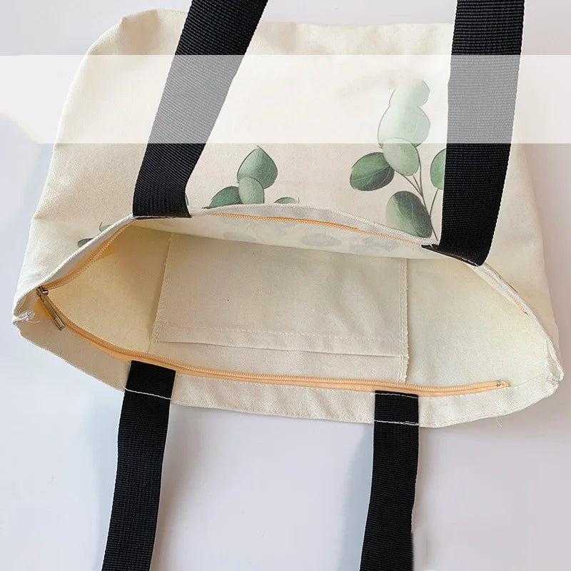 Women Shoulder Bag Leaves Print Harajuku Big Totes