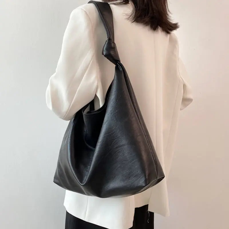 Large Capacity Single Strap Tote Soft PU Leather Shoulder Bag