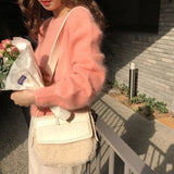 Shoulder Bags Women PU Patchwork Lambswool Cross-body Winter Plush Handbag