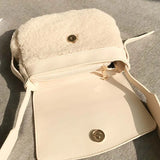 Shoulder Bags Women PU Patchwork Lambswool Cross-body Winter Plush Handbag
