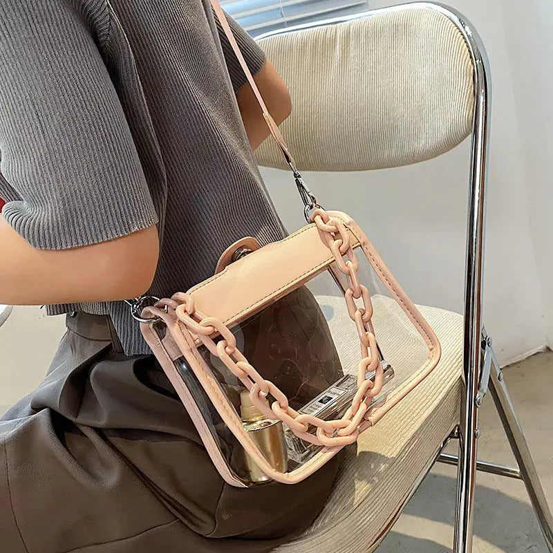 Shoulder Bags Women PVC Patchwork Transparent Cross-body Jelly Bag