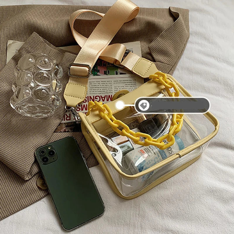 Shoulder Bags Women PVC Patchwork Transparent Cross-body Jelly Bag