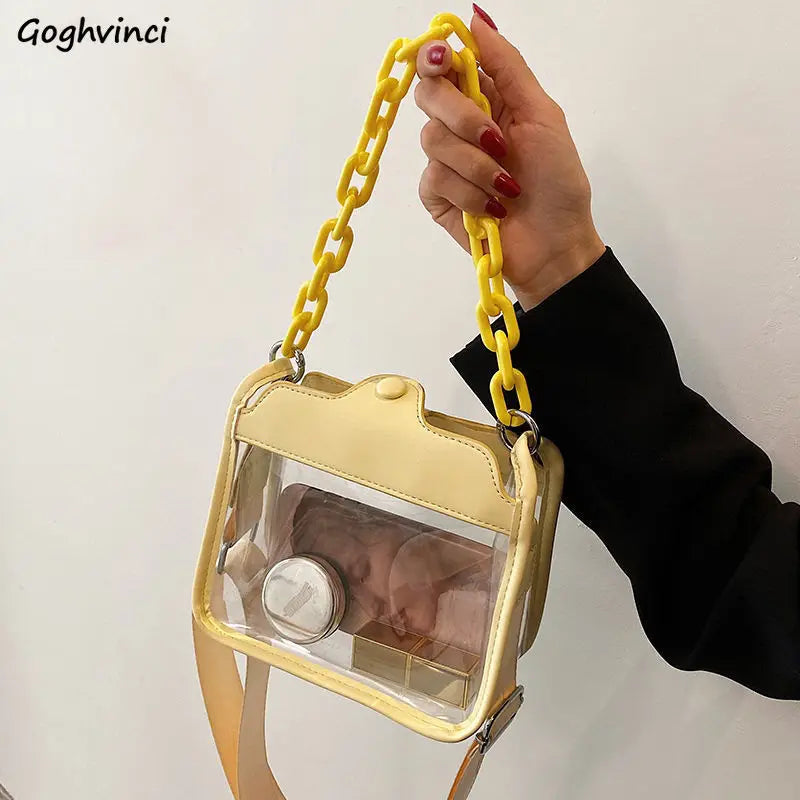 Shoulder Bags Women PVC Patchwork Transparent Cross-body Jelly Bag