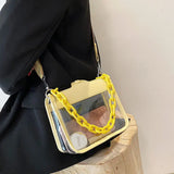 Shoulder Bags Women PVC Patchwork Transparent Cross-body Jelly Bag