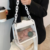 Shoulder Bags Women PVC Patchwork Transparent Cross-body Jelly Bag