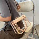Shoulder Bags Women PVC Patchwork Transparent Cross-body Jelly Bag
