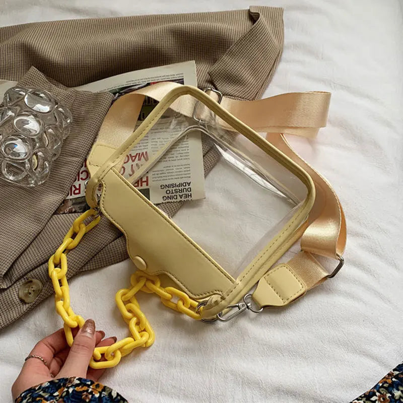 Shoulder Bags Women PVC Patchwork Transparent Cross-body Jelly Bag