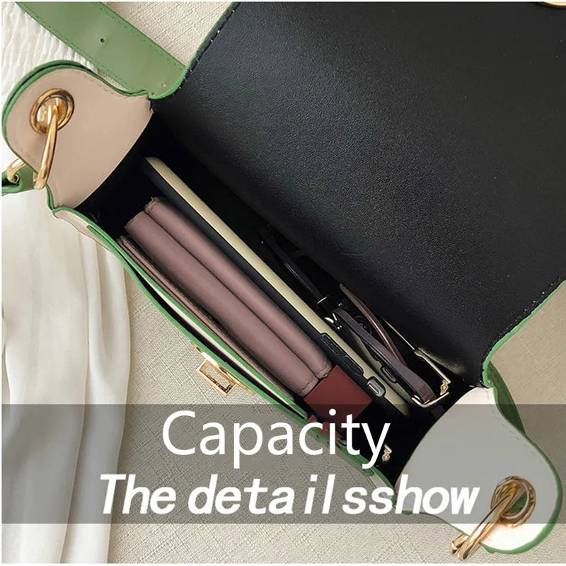 Shoulder Bags Women Panelled Cross Body Handbag PU Leather Students Shopping Bag