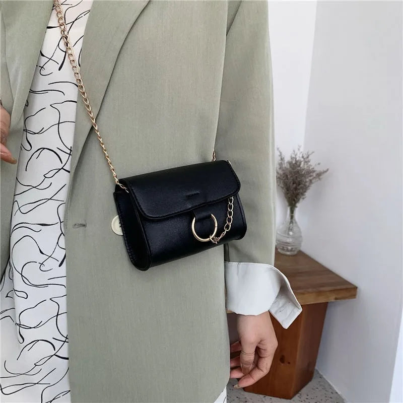 Shoulder Bags Women Solid Chain PU Mini Bag All-match Summer French Crossbody Fe