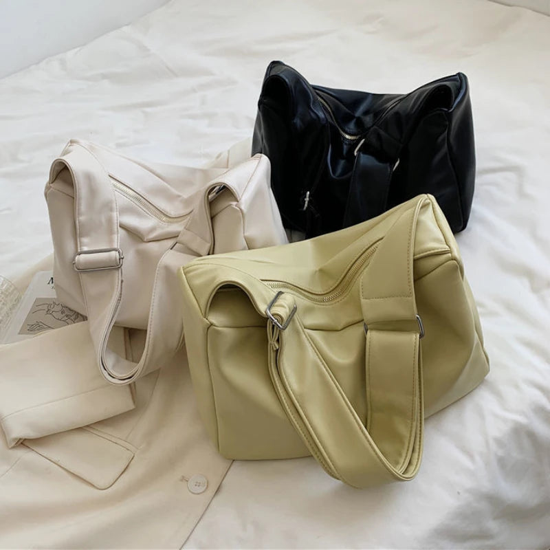 Shoulder Bag Women Solid Style PU Leather Soft Cross Body Office Lady Travel