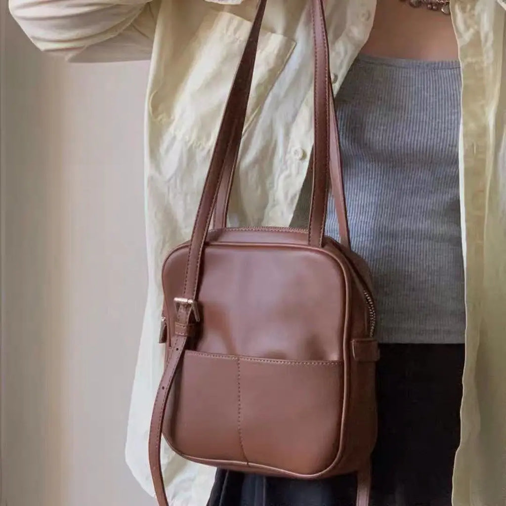 Square Shaped PU Leather Shoulder Bag for Women