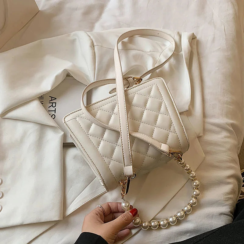Sweet Bow Pearls Cross Body Mini Handbag Girl Fairy PU Leather Flap Bag