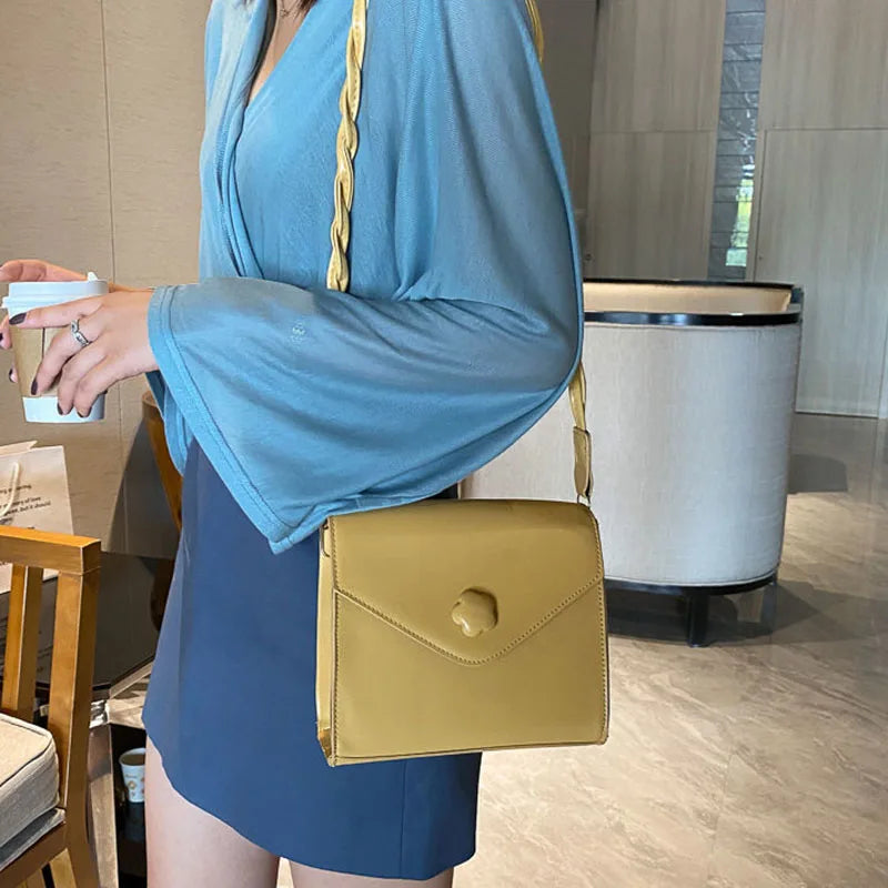 Vintage Flower Hasp Sweet PU Leather Shoulder Bag