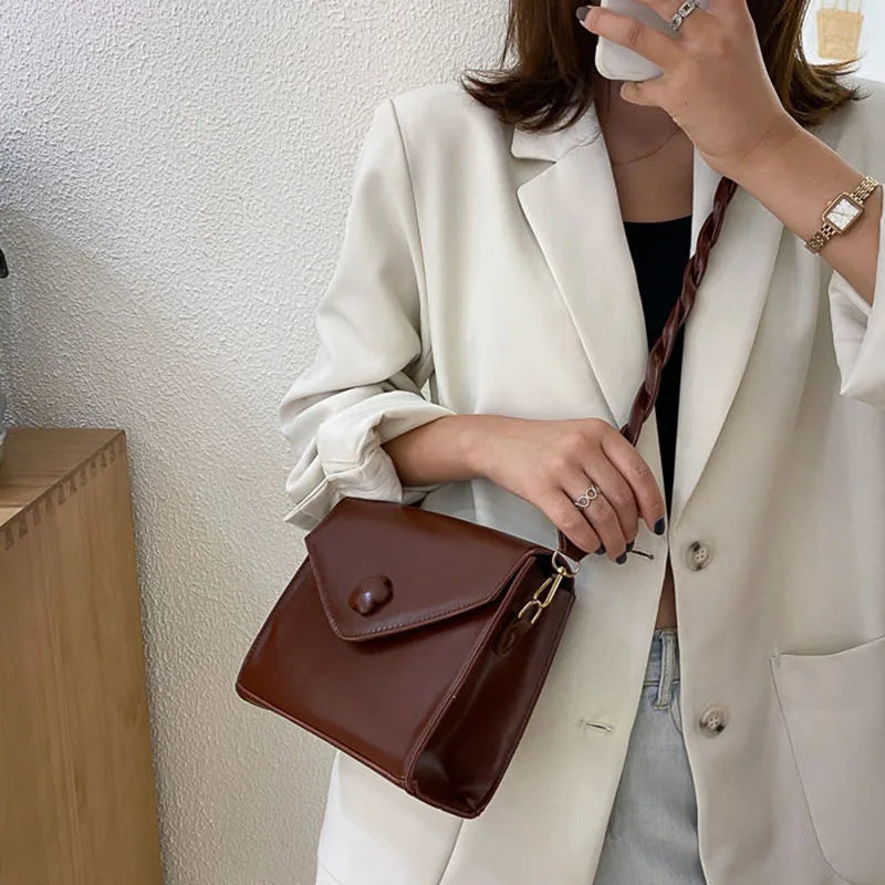 Vintage Flower Hasp Sweet PU Leather Shoulder Bag