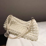 Plaid Zipper Cotton Fabric Underarm Crossbody Bag