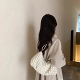 Plaid Zipper Cotton Fabric Underarm Crossbody Bag