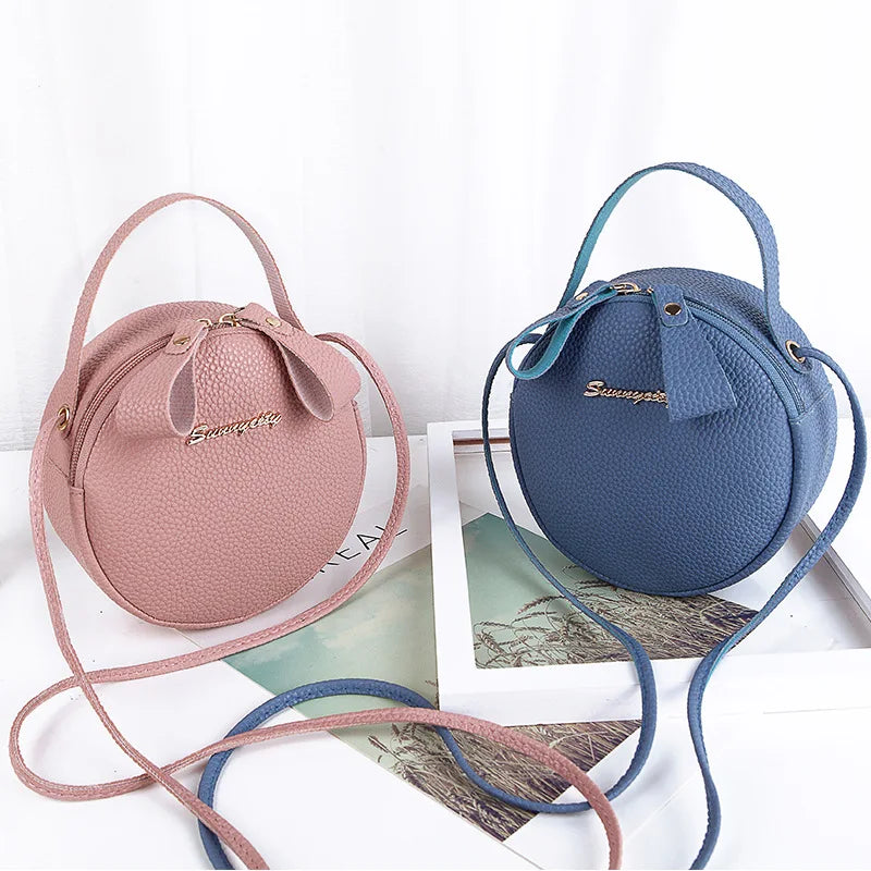 Women's Shoulder Crossbody Round Mini Handbag Zipper Soft