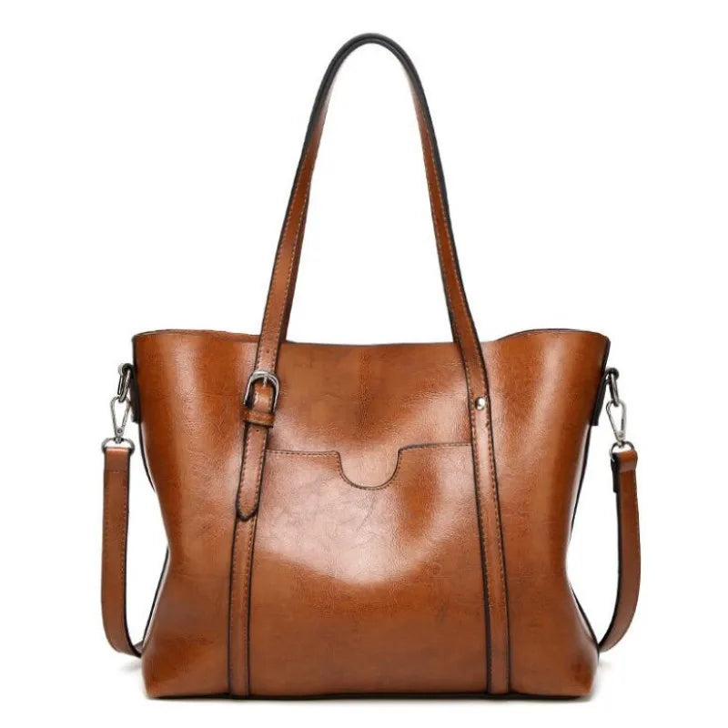 Oil Wax Leather Shoulder Bag Tote Handbag