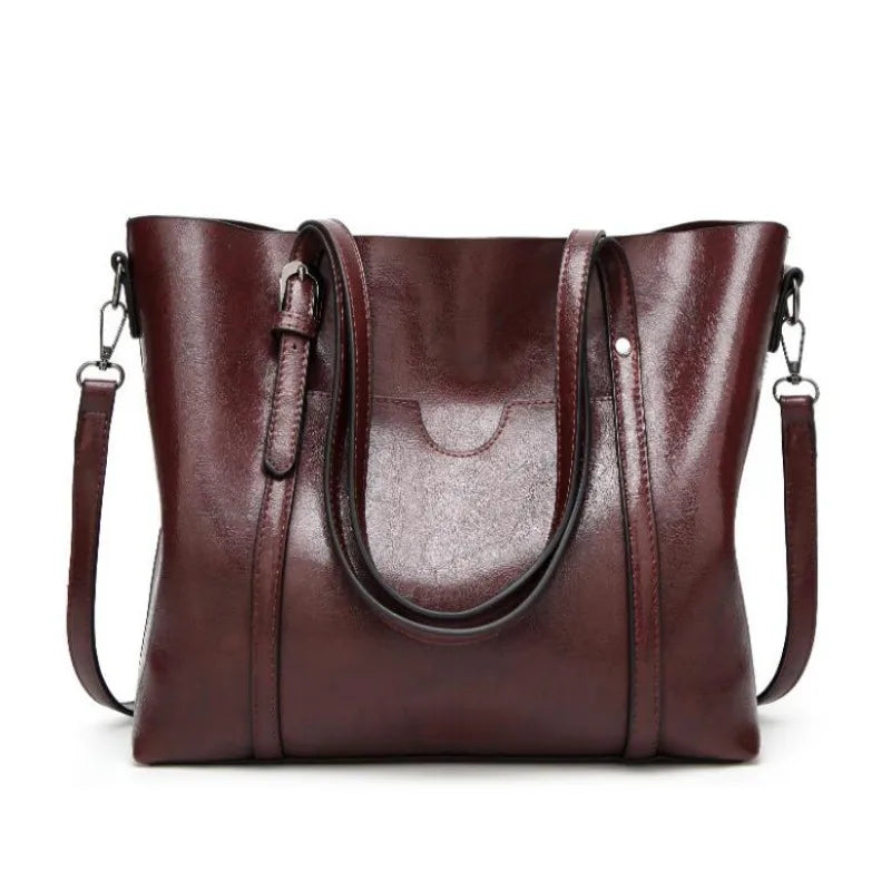Oil Wax Leather Shoulder Bag Tote Handbag