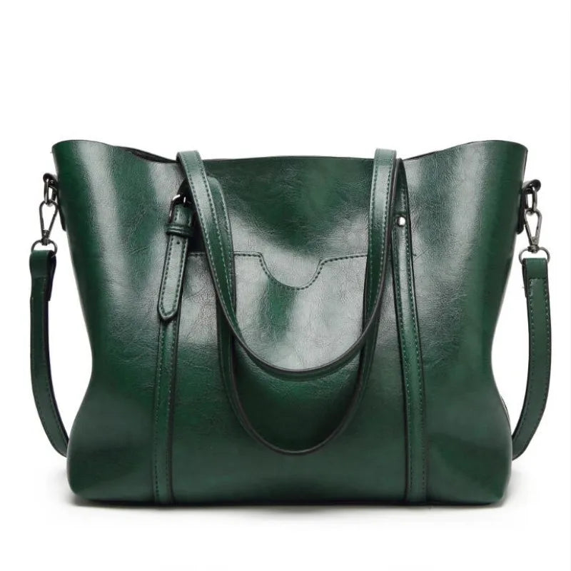 Oil Wax Leather Shoulder Bag Tote Handbag