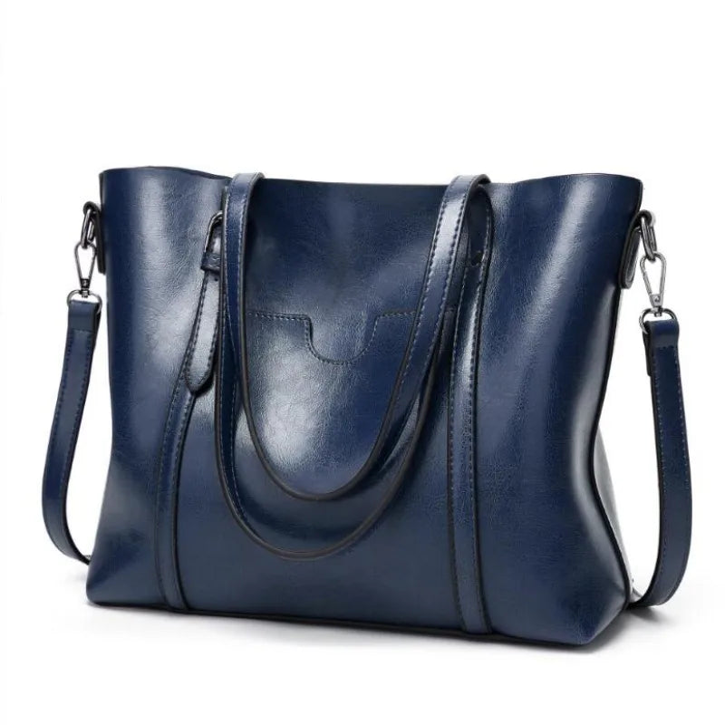 Oil Wax Leather Shoulder Bag Tote Handbag