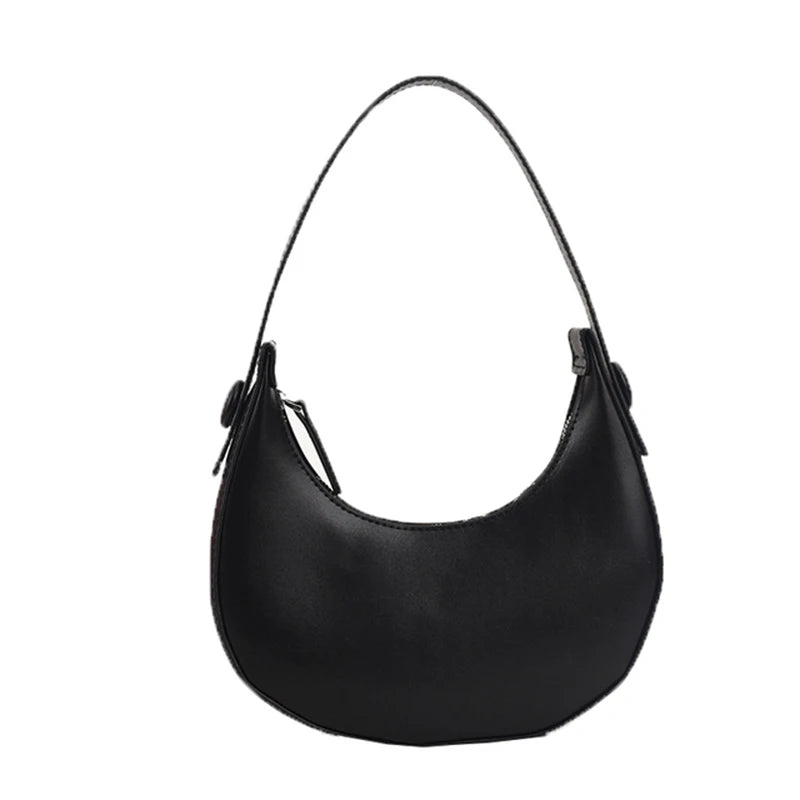 Women Solid Small PU Leather Underarm Bag Handbags