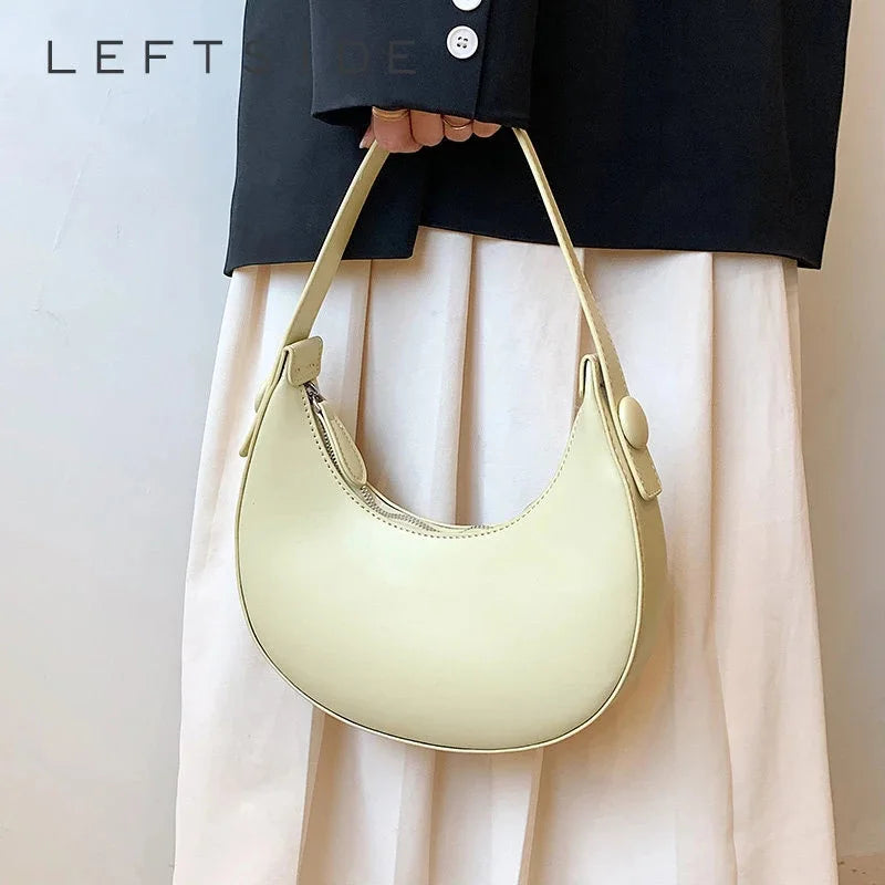 Women Solid Small PU Leather Underarm Bag Handbags