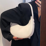 Women Solid Small PU Leather Underarm Bag Handbags