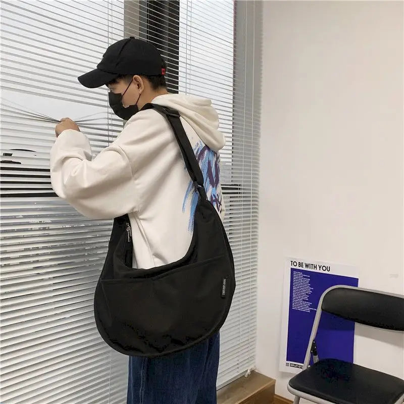 Large Capacity Crossbody Bag Students Bookbag Unisex Shoulder Bag