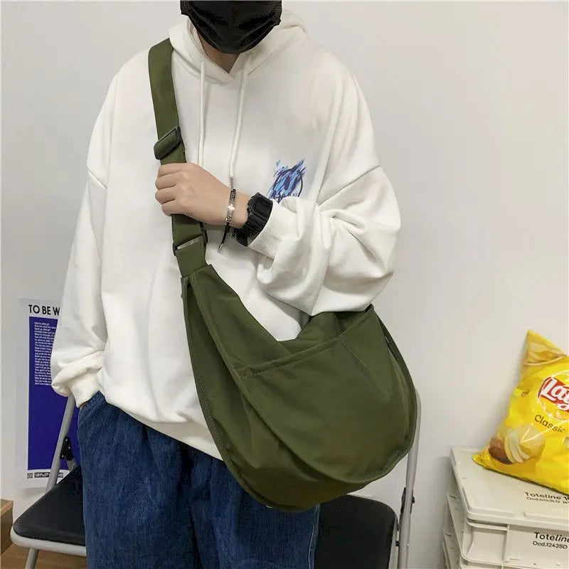 Large Capacity Crossbody Bag Students Bookbag Unisex Shoulder Bag
