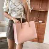 Solid PU Leather Female Tote Bag Summer Handbags