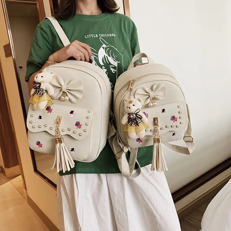 Shoulder Bag Girls School Backpack Tassel Mommy Bag