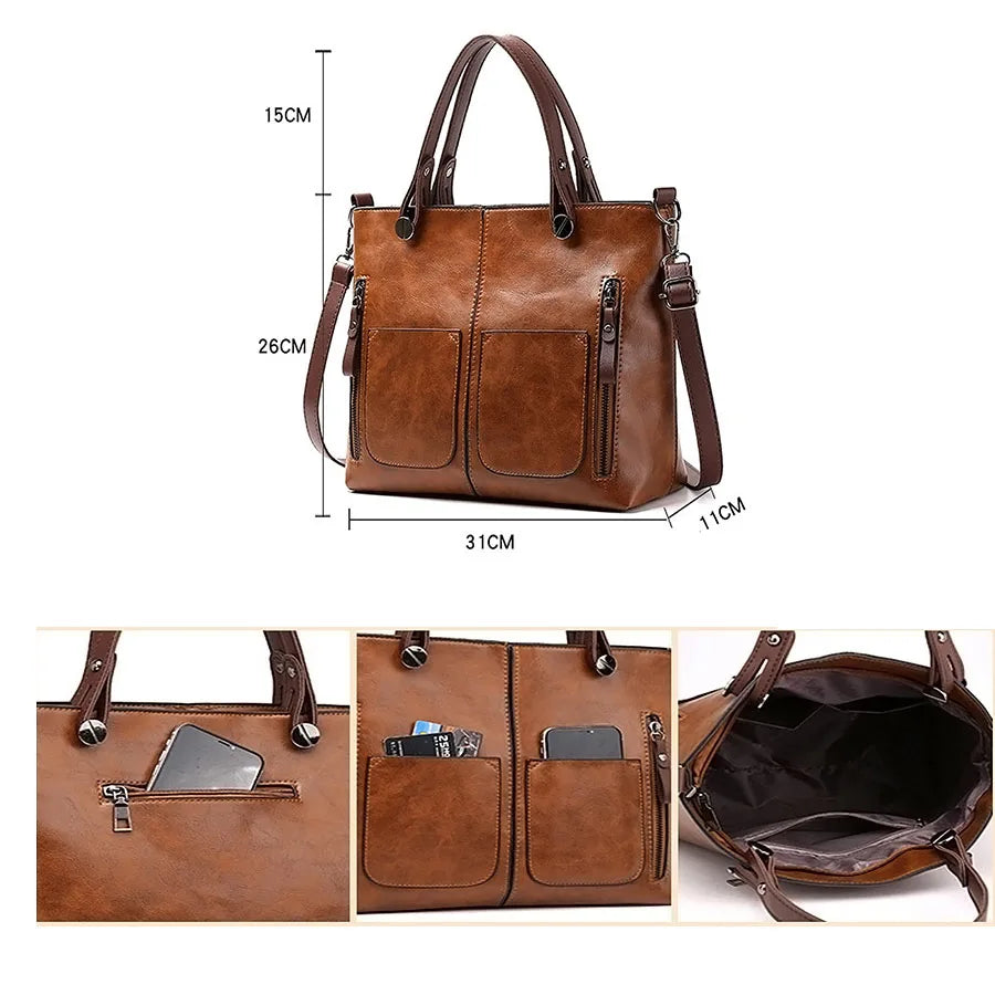 Women Shoulder Bag Crossbody Handbag Retro Large Capacity Bag