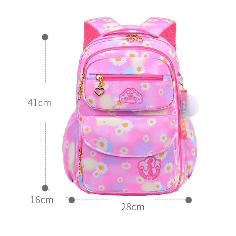 Princess Backpack Gradient Waterproof School Bag for Girls