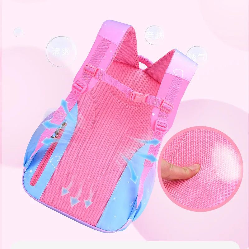 Princess Backpack Gradient Waterproof School Bag for Girls