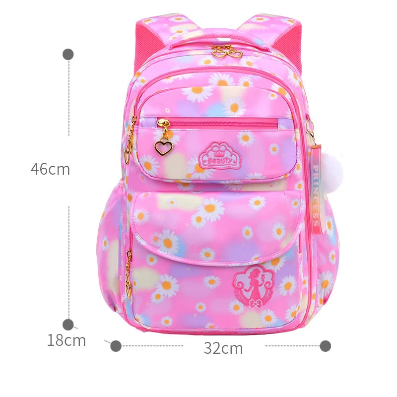 Princess Backpack Gradient Waterproof School Bag for Girls
