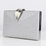 Silver Clutch Bag Womens Leaf Shape Hasp Phone