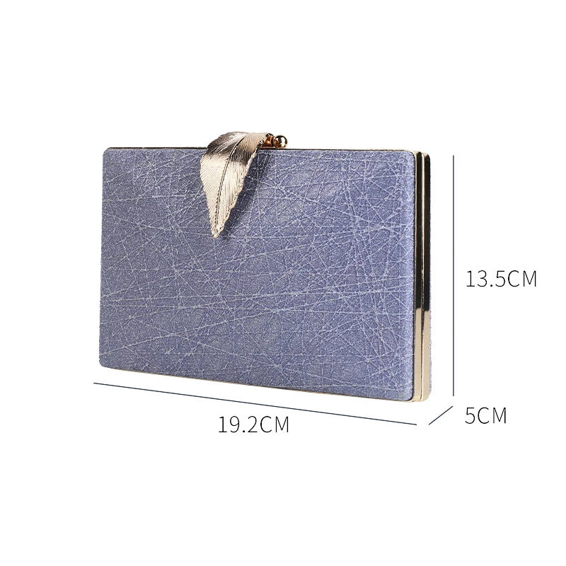 Silver Clutch Bag Womens Leaf Shape Hasp Phone