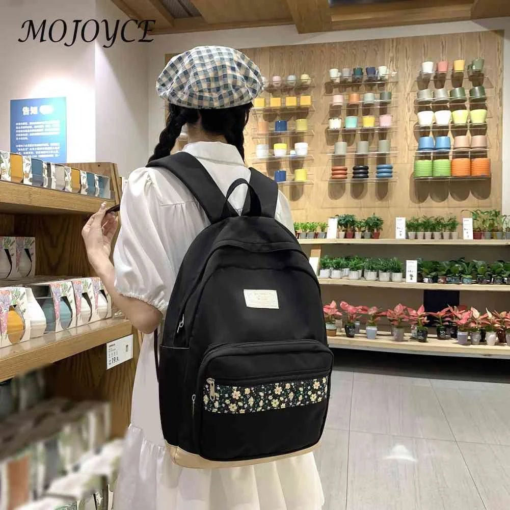 Floral Prints Splicing Shoulder Rucksack for Teens