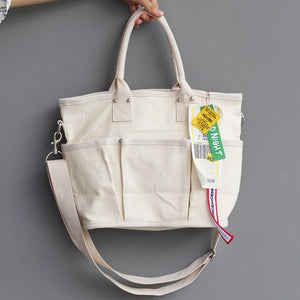 Canvas Handbag Messenger Shoulder Bag Fashionable Multi-pocket Large Capacity