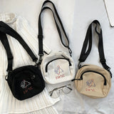 Canvas Women Messenger Bags Girls Cartoons Small Square Shoulder Crossbody Bag
