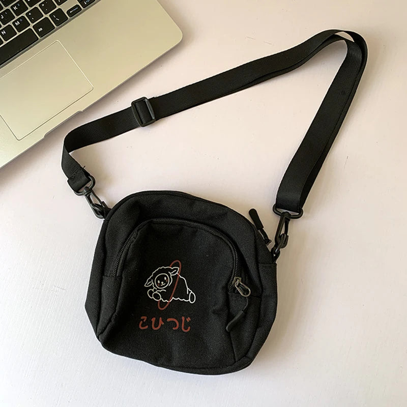 Canvas Women Messenger Bags Girls Cartoons Small Square Shoulder Crossbody Bag