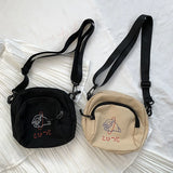 Canvas Women Messenger Bags Girls Cartoons Small Square Shoulder Crossbody Bag
