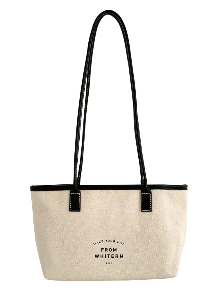 Casual Canvas Shoulder Bag Letter Print Handbag Ladies Shoulder Bag