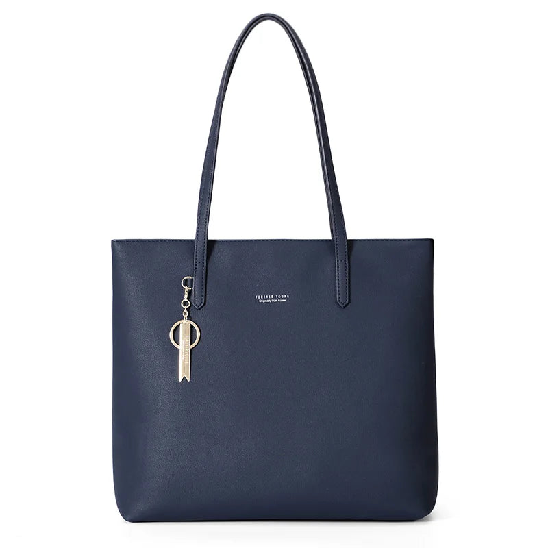 Casual Totes Bag Pu Leather Women Shoulder Handbag Large Capacity Zipper Purse